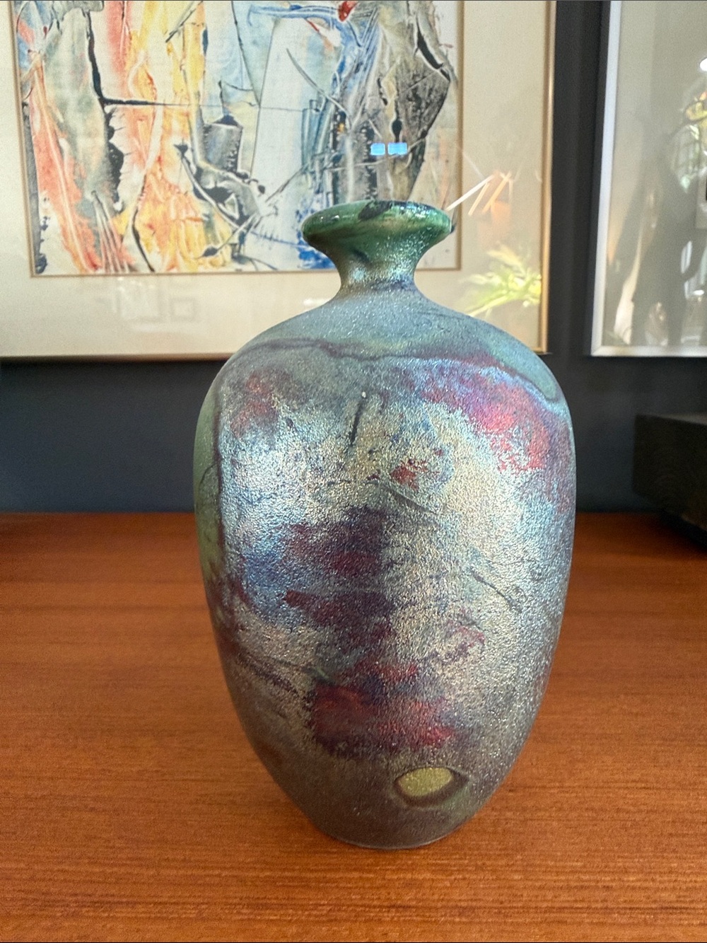 stunning artisan raku pottery vase handmade amazing form
